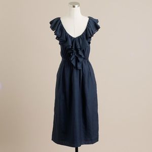 J Crew ruffle neck silk/cotton dress